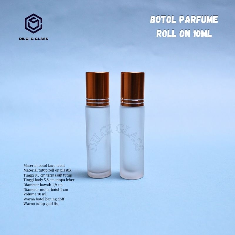 Botol roll on 10ml/botol parfume roll on 10ml frosted tutup gold list