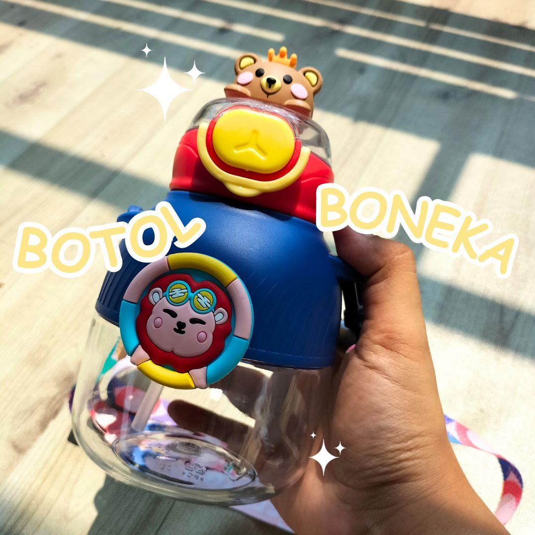 Botol Air Minum Sekolah Aksesories Anak Boneka Karakter Viral 550ML Bpa Free