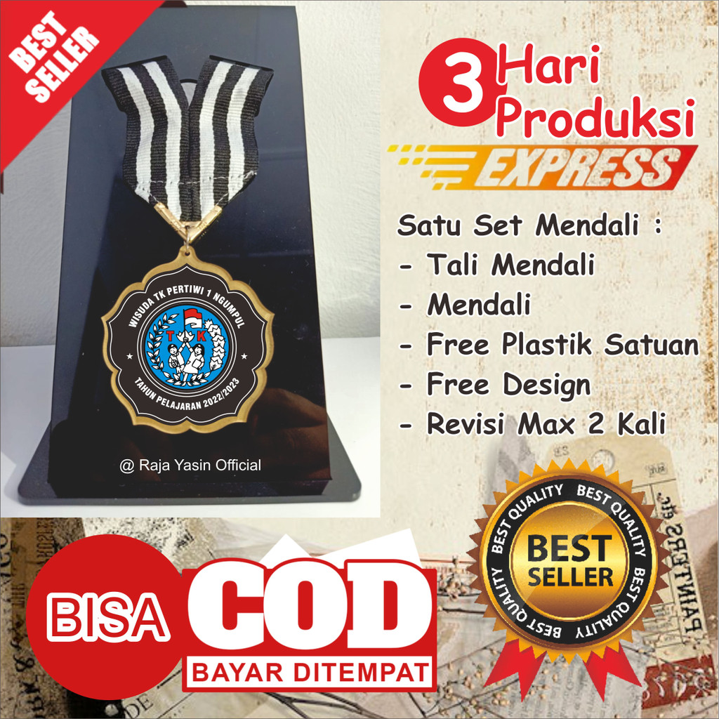 2 sisi mendali medali graduation hadiah souvenir wisuda akrilik kenangan perpisahan sekolah custom