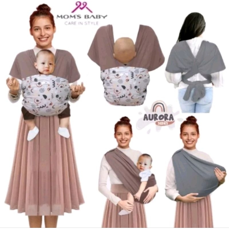 Mom's Baby Gendongan Kaos Baby Wrap Double Fungsi - Aurora Series (MBG2201/MBG2202)