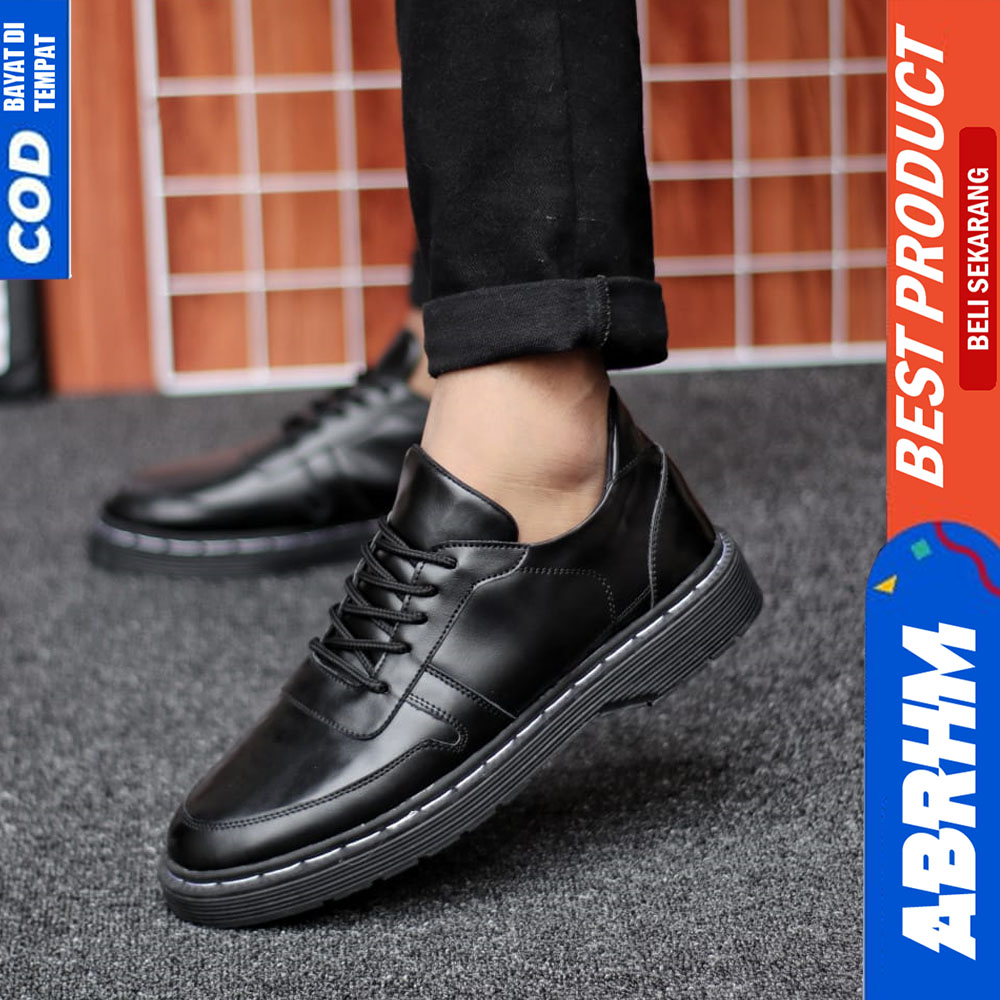 ABRHM Sepatu Docmart Formal Pantofel Kerja Casual Hitam Pria