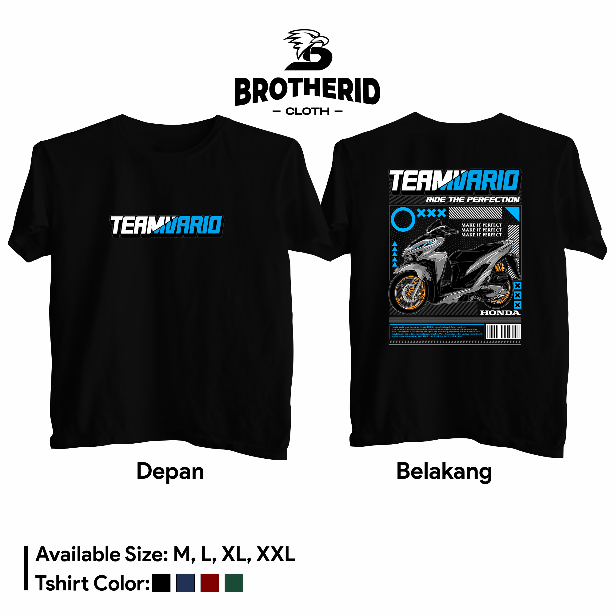 Kaos Team Vario Indonesia Baju TeamVario Honda 125 150 New Old Sunmori Distro Combed 30s