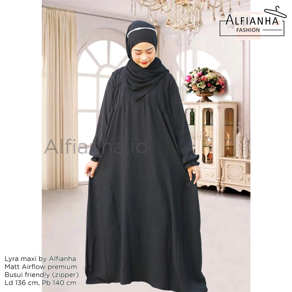 Gamis jumbo wanita ld 136 lyra busui zipper cringkle airflow premium