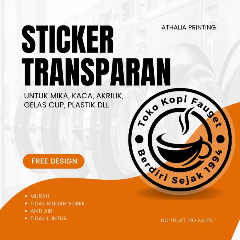 Cetak Sticker Stiker Vinyl Transparan
