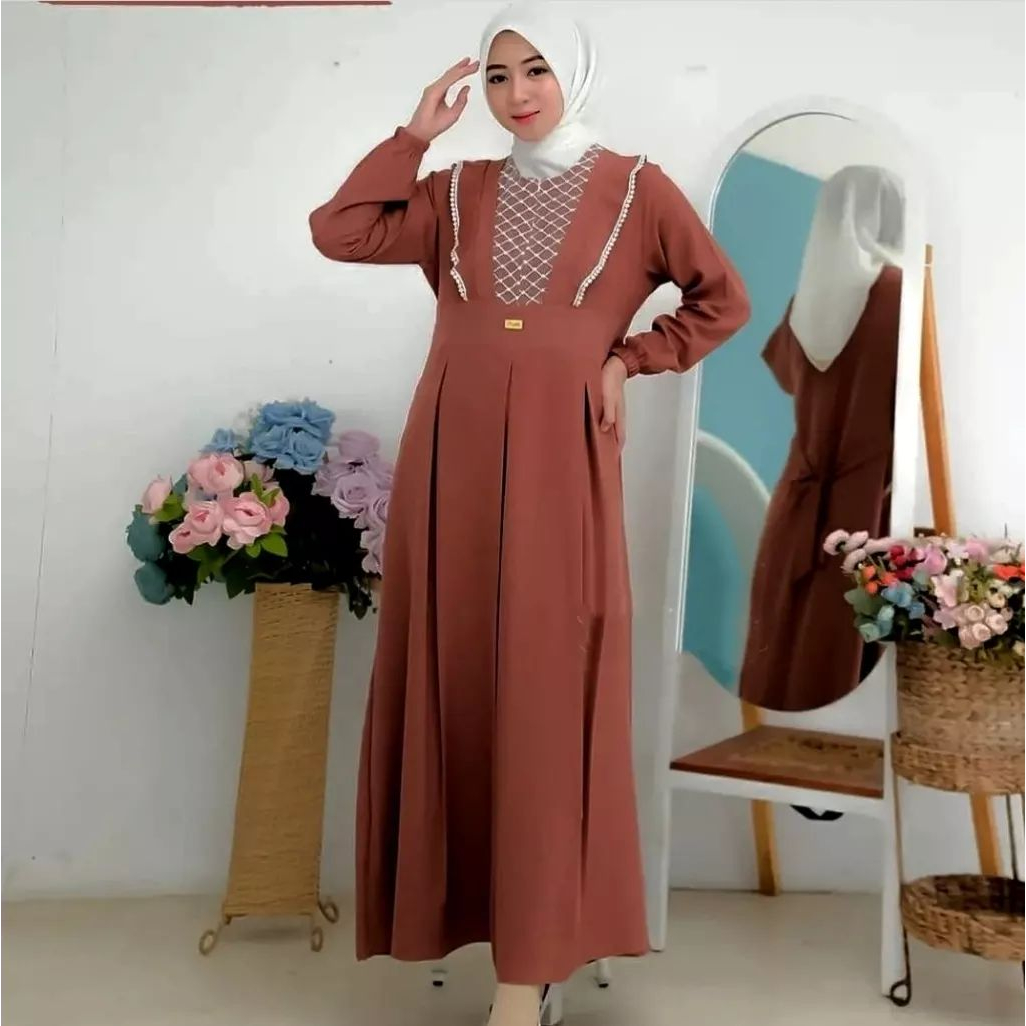 Gamis Kondangan Remaja Shera Dress Baju kondangan Kekinian 2023 Fashion Muslim Wanita Bahan Crinkle Premium