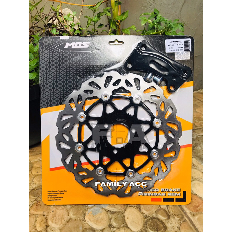 DISC PIRINGAN CAKRAM DEPAN VARIASI MOS BLACK COPY TDR/ PSM PLUS BREKET 260MM MIO J / MIO M3 / FINO / XRIDE 125 / MIO Z / MIO S / MIO GT DLL KHUSUS 3 LUBANG MATIC