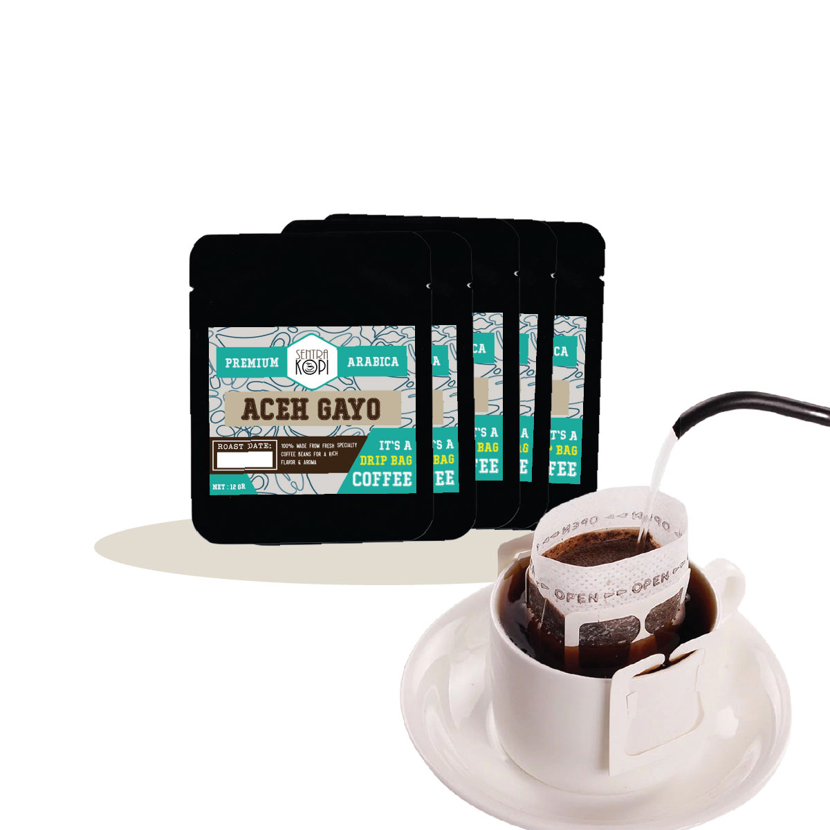 

Kopi Drip Bag Arabika Aceh Gayo 12 Gr - Isi 5 dan Satuan - Arabica Coffee - Kantong Kopi Instan Premium Praktis
