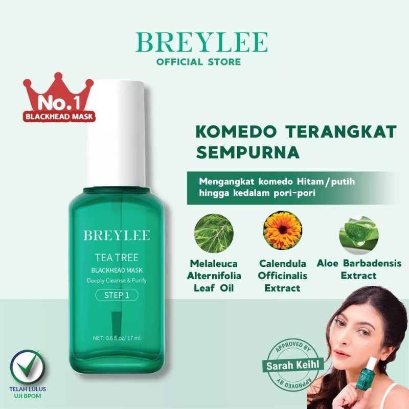 BREYLEE STEP 1 BLACKHEAD MASK 100 KERTAS / MASKER KOMEDO BREYLEE STEP 1 TEA TREE / PORE MINIMIZER SERUM BREYLEE