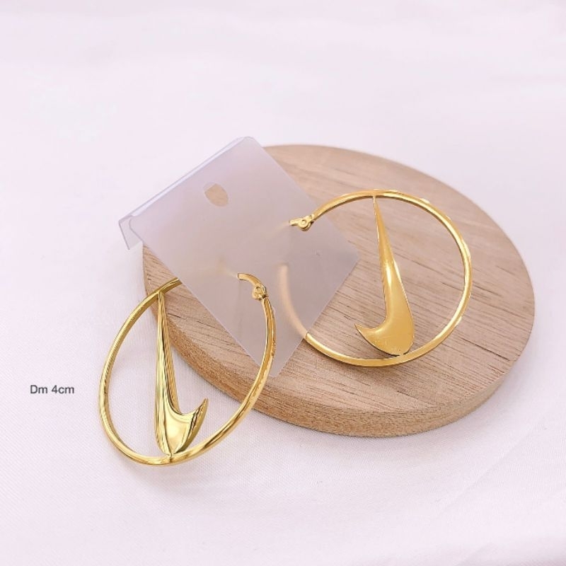 Anting Titanium Premium asli Gold earring Stainless Steel anti karat anti alergi Ta-0251