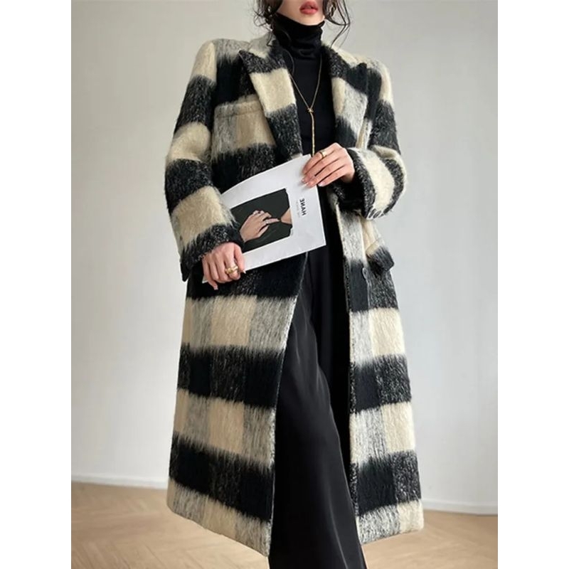 Loose Plaid Woolen Coat #1823