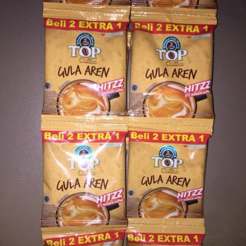 

Top Coffee Kopi Bubuk Instant Gula Aren Renceng Isi 15 Pcs