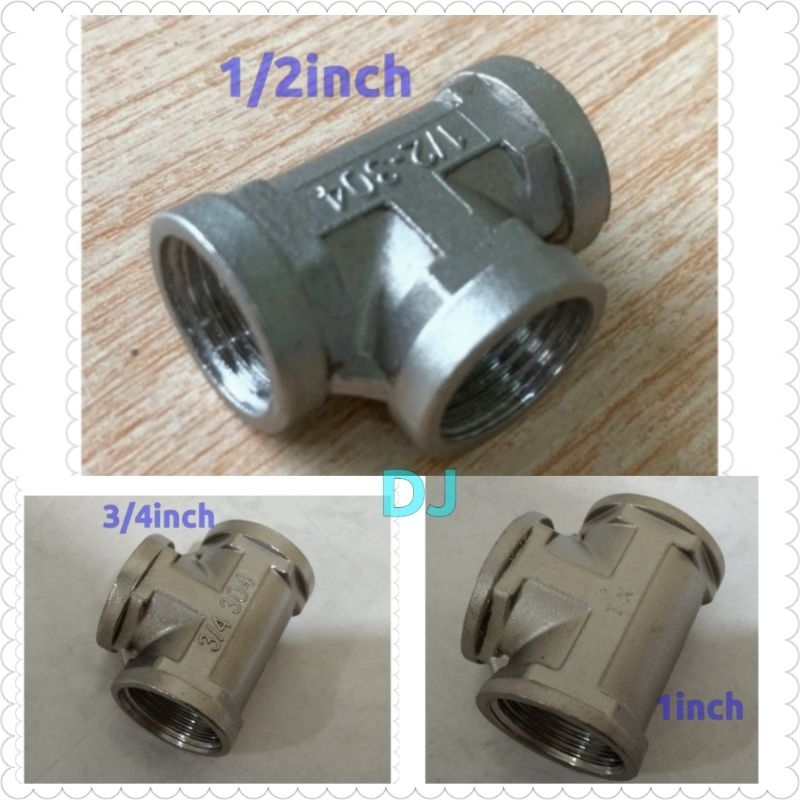 Napel TEE/TEE Drat dalam Stainless 304 berkualitas Anti karat 1/2inch,3/4inch,1inch