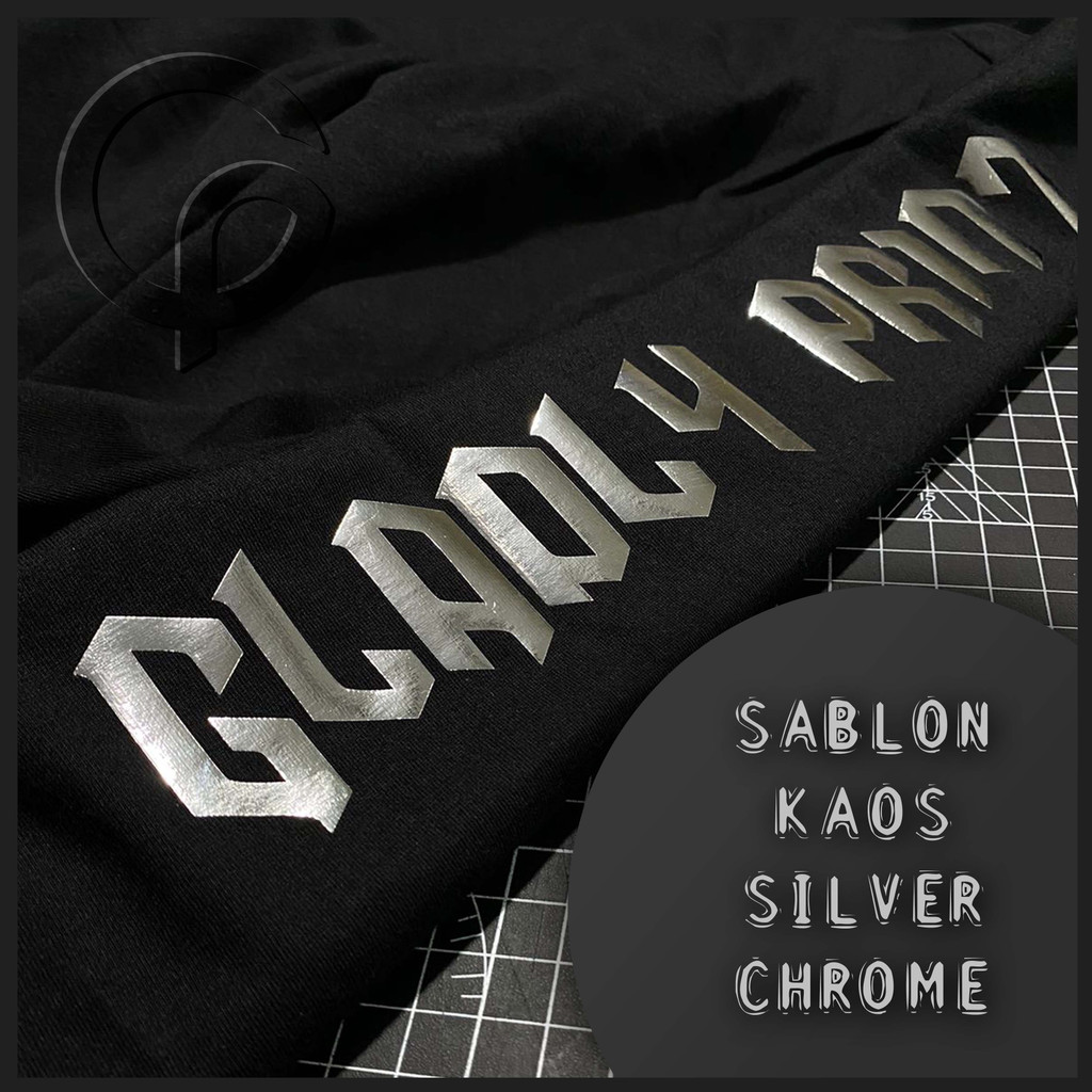 SABLON KAOS POLYFLEX SILVER CHROME SATUAN LUSINAN BEBAS DESAIN