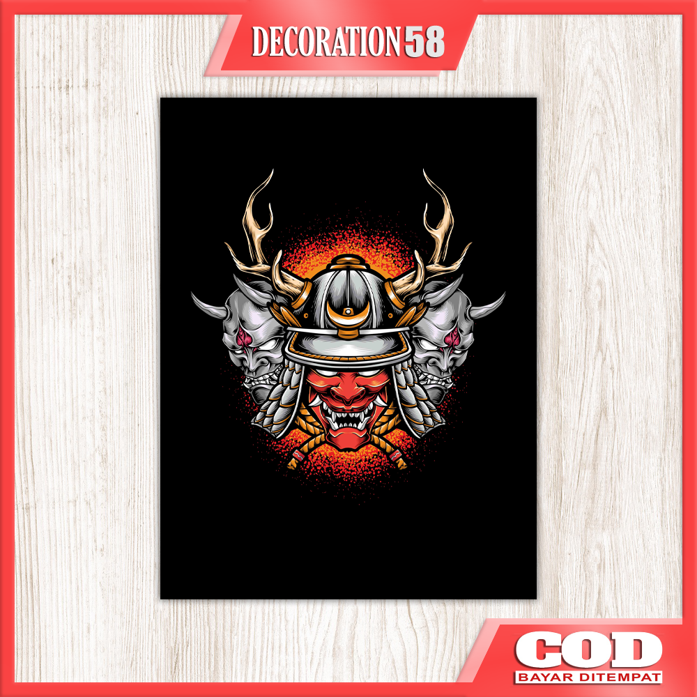 Dekorasi Hiasan Pajangan Dinding Poster Kayu Wall Dekor Cultur Japan Jepang Samurai Viking Hiasan Di