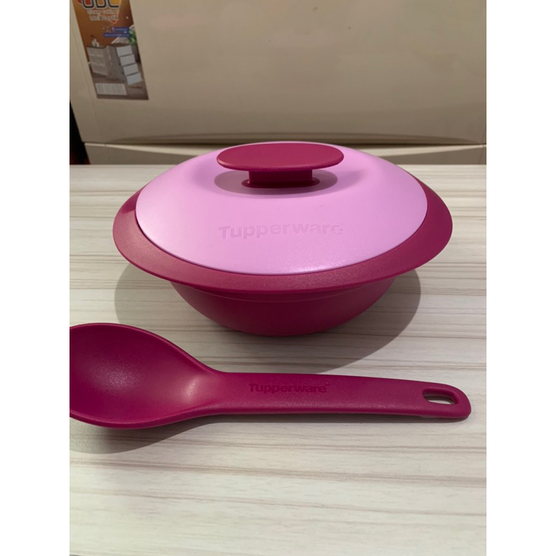 1 Pcs petite blossom saucy dish with deep spoon 800 ml tupperware-sweet berries(wadah soup/sayur ber
