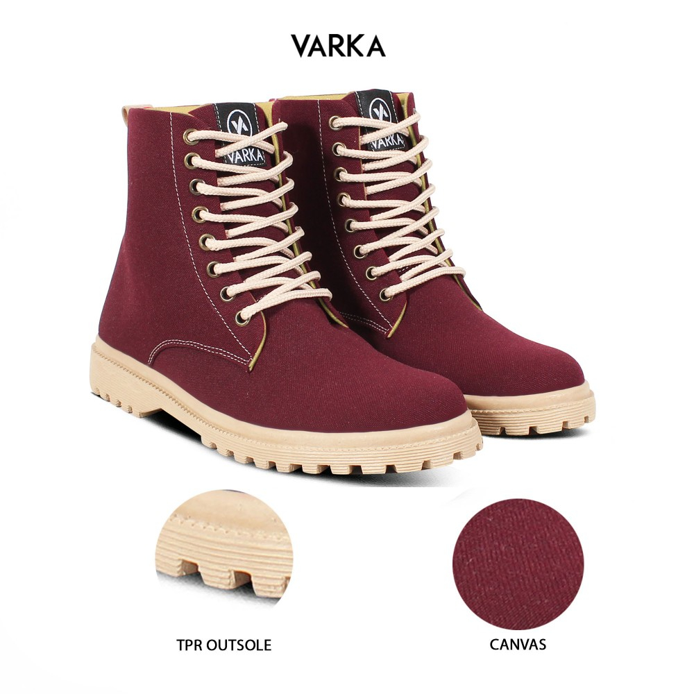 Sepatu Boots Fashion Wanita V 3383 Brand Varka Sepatu Kasual Kuliah Kerja Hangout Wanita Trendi Berkualitas - MArun