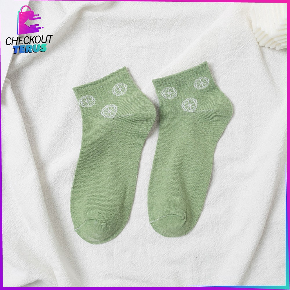 CT P569 Kaus Kaki Pendek Wanita Motif Lemon Hijau Semata Kaki Ankle Socks Korean Fashion Kaos Kaki Unisex Import