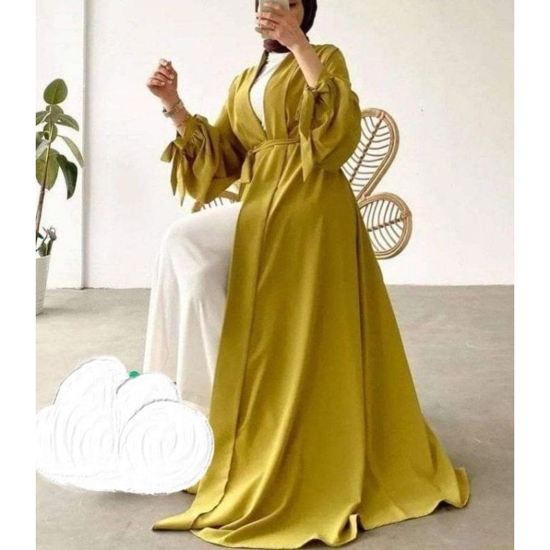 Mahira Outher Crinkle Airflow Tali Terpisah/ Long Outher Cardigan Terbaru Lengan Balon/ Outher Panjang Wanita