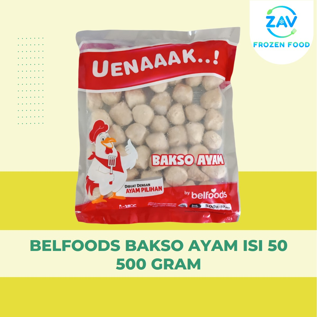 

BELFOODS BAKSO AYAM ISI 50 500 GRAM