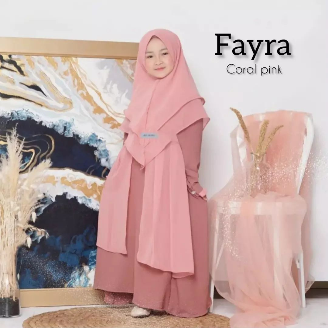 GAMIS ANAK FAYRA KIDS + KHIMAR CRINKLE MIX CERUTY BABYDOLL L (6-8 TH) LD 72 PJ 97 XL (9-11 TH) LD 86 PJ 110 CM GAMIS ANAK TERBARU 2023 MODEL TERBARU FASHION MUSLIM ANAK DRESS ANAK PREMPUAN