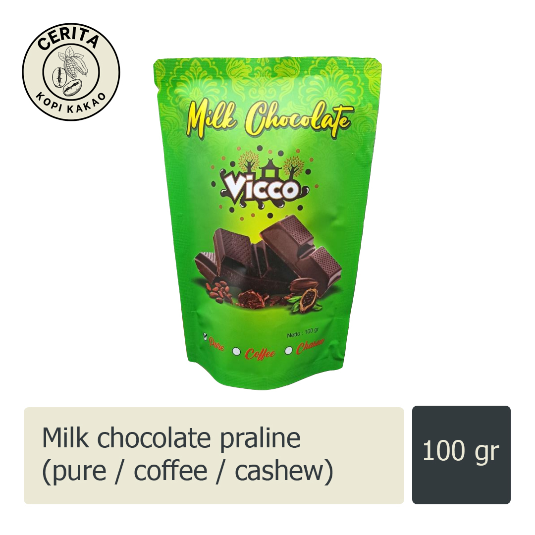 

Vicco Java - Praline milk chocolate or mix (cokelat pralin) 3 pcs / 9 pcs / 100 gram / 300 gram - Puslitkoka
