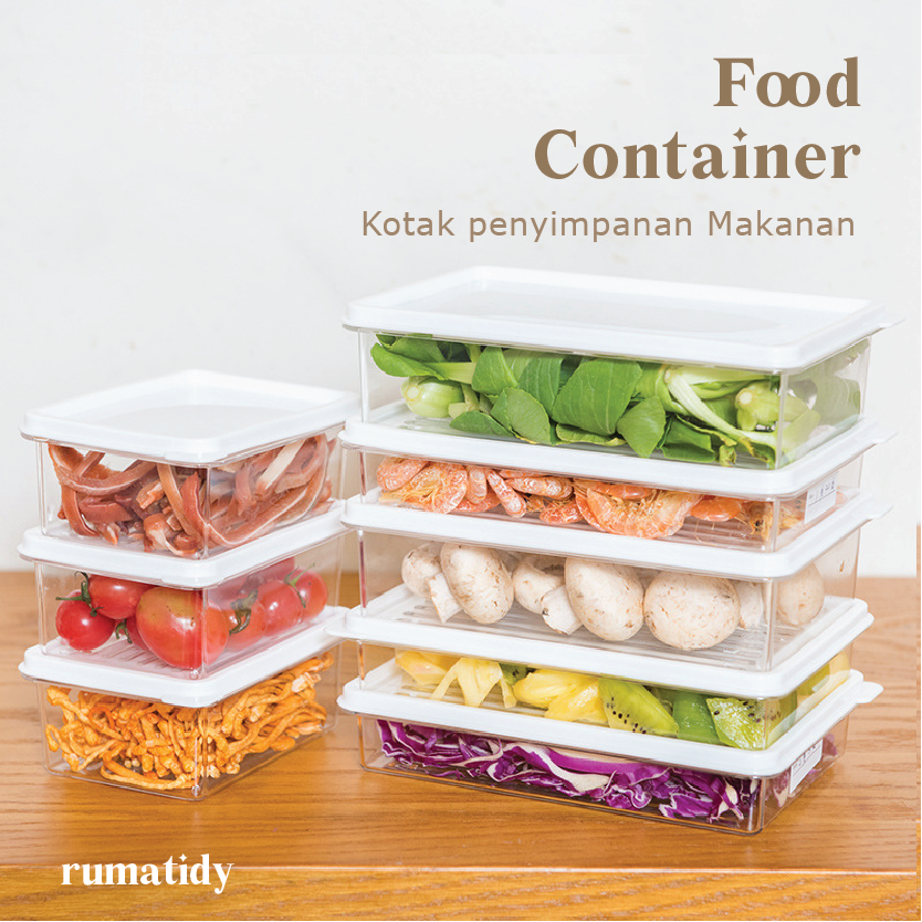 【RUMATIDY】Kotak Penyimpanan Makanan Kulkas PET Food Storage Box Fridge Organizer Freezer Sayuran Buah Daging Perapi Dapur Toples Makanan