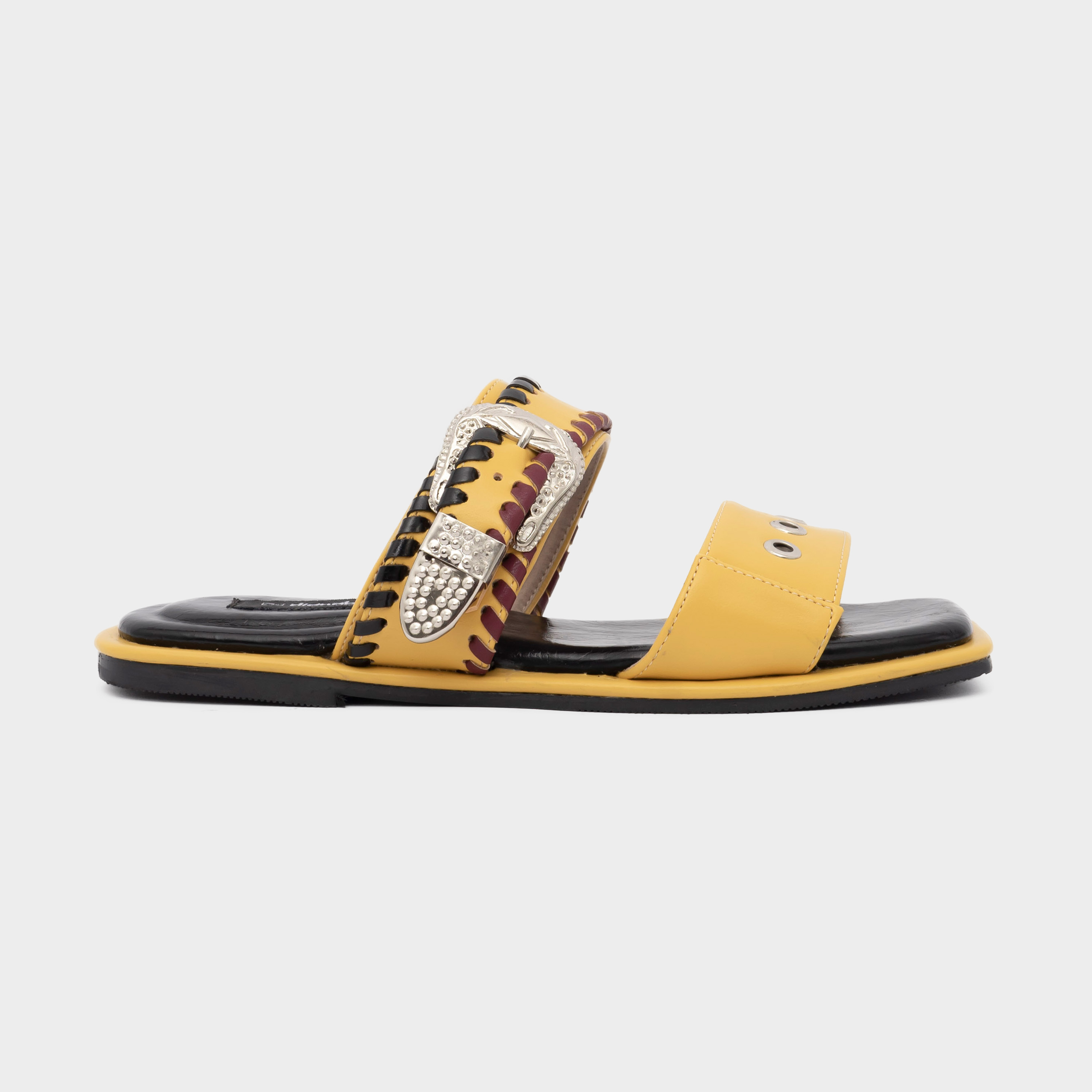 Dianable - Grande Flat Sandals (Black - Yellow)