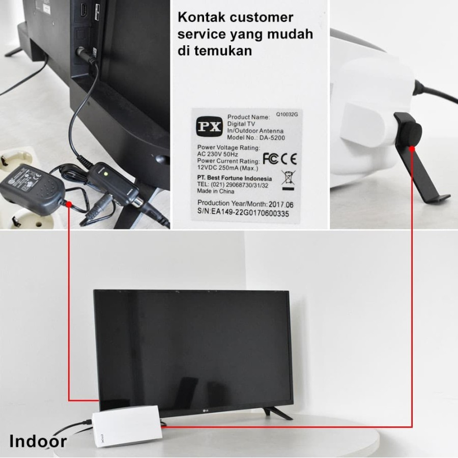 PX Antena Digital Indoor/Outdoor DA-5200 Dual Sinyal Tahan UV dan Air