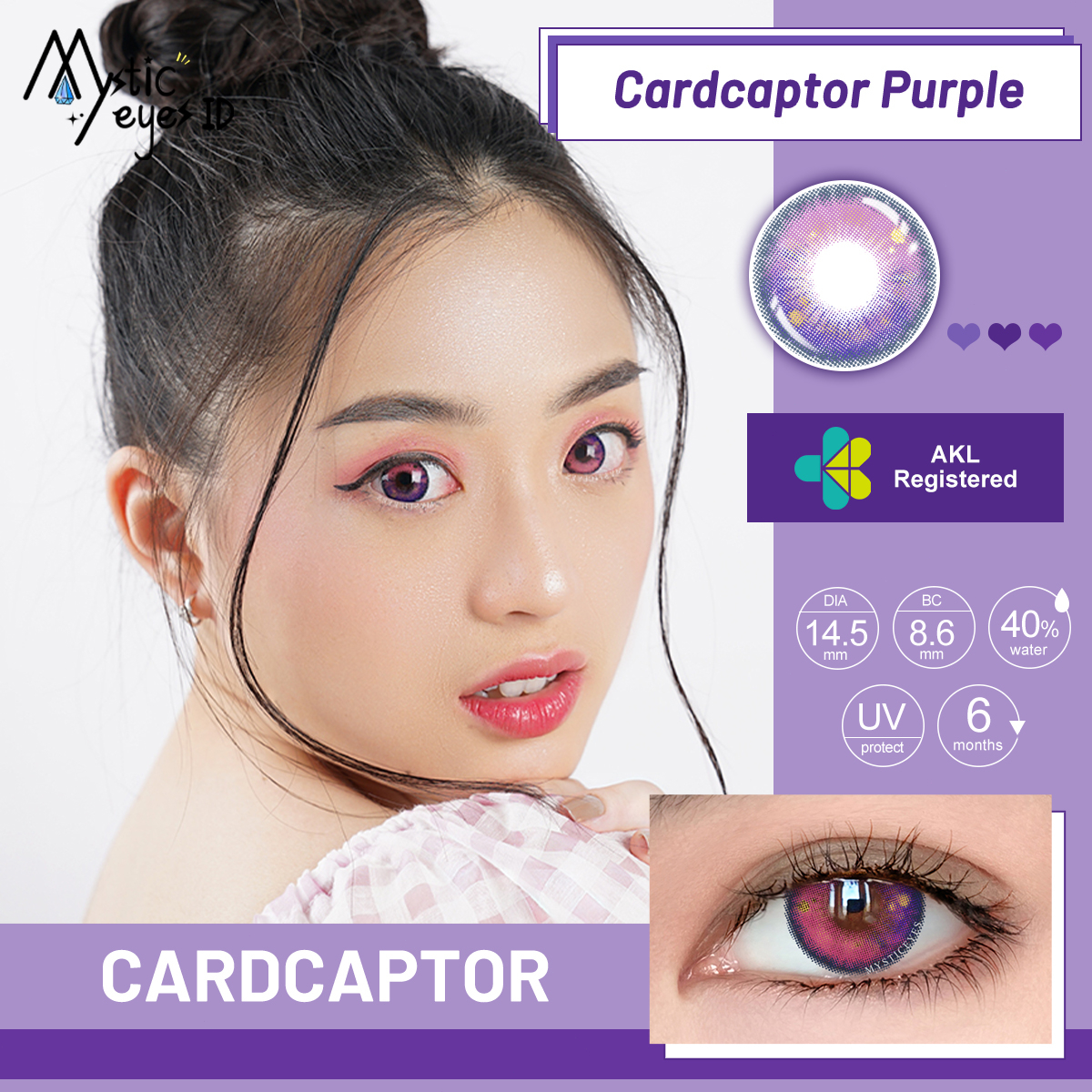 [✅COD] MYSTICEYES SOFTLENS Cardcaptor SERIES dreamconc girl Blue purple COLOR CONTACT LENS  NORMAL 14.5 MM