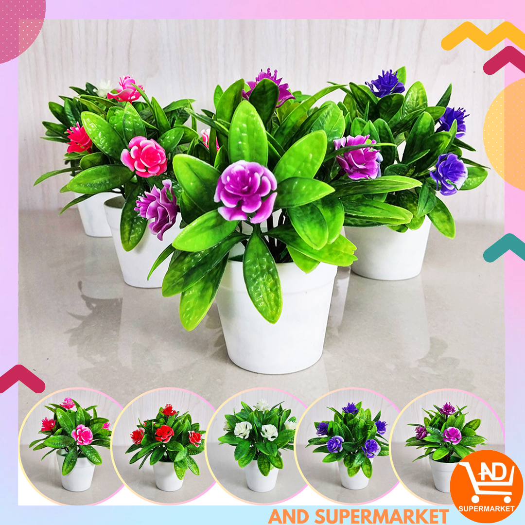 Ornamen Tanaman Hias Mini Bunga Hias Plastik Dekorasi Rumah Artificial Flowers Pot Tanaman Bunga Hias Bonsai PBP59