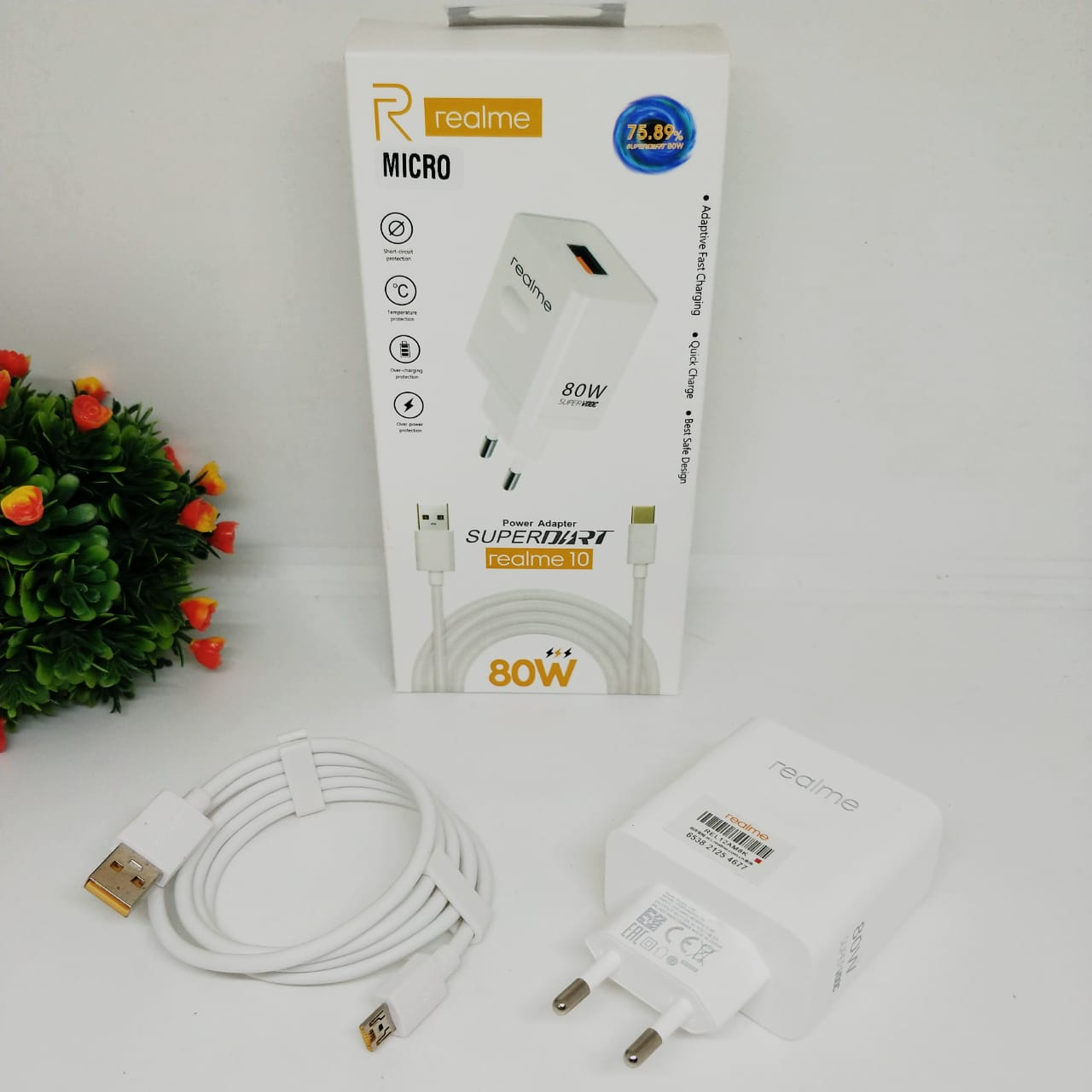 Travel charger realme10 supervooc 80w superdart high quality fast charging for all smartphone BY SMOLL