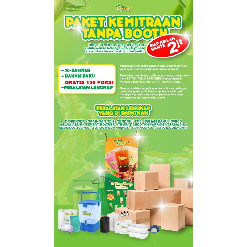 

Paket Tanpa Booth Es Teh Remaja Khusus Kak Yeni - Ketapang
