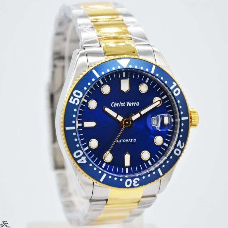 JAM TANGAN PRIA CHRIST VERRA CV 31922G-13 BLU AUTOMATIC RANTAI ORIGINAL