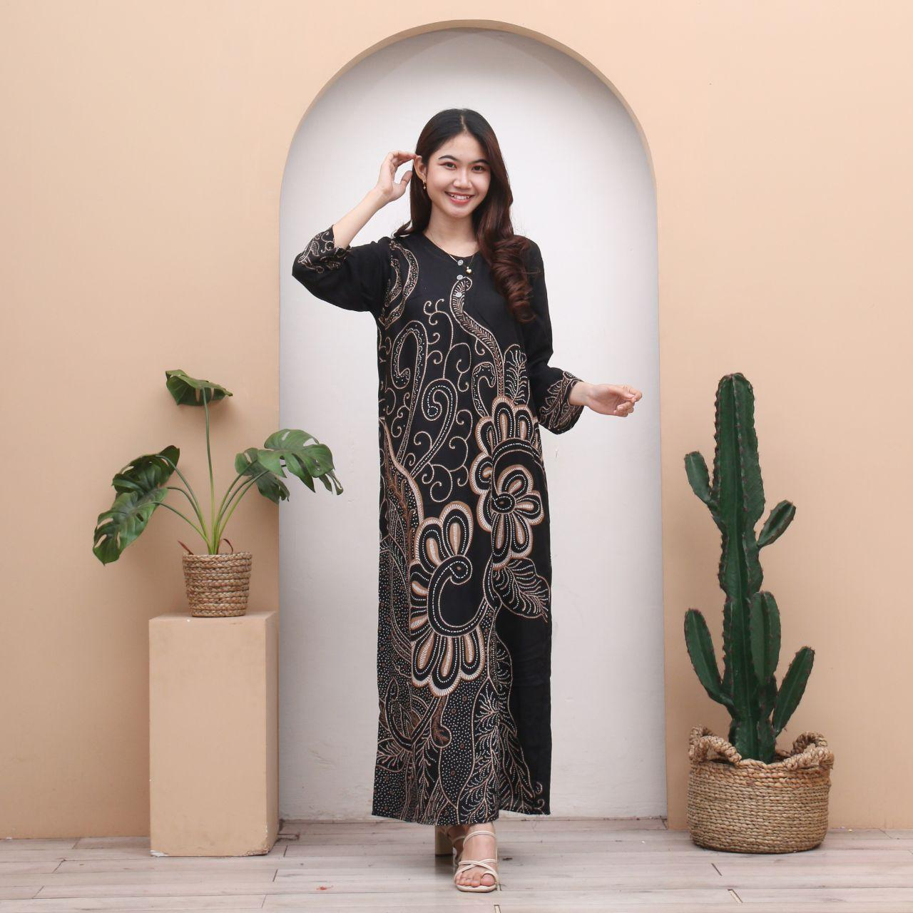 Longdress Batik NATASHA daster santai busui Daster cantik daster kancing depan