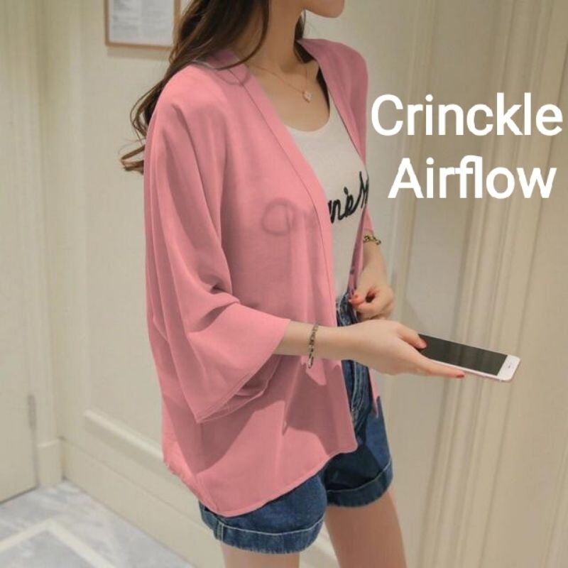 Cardigan Korea Crinckle Outer Basic Baju Luaran