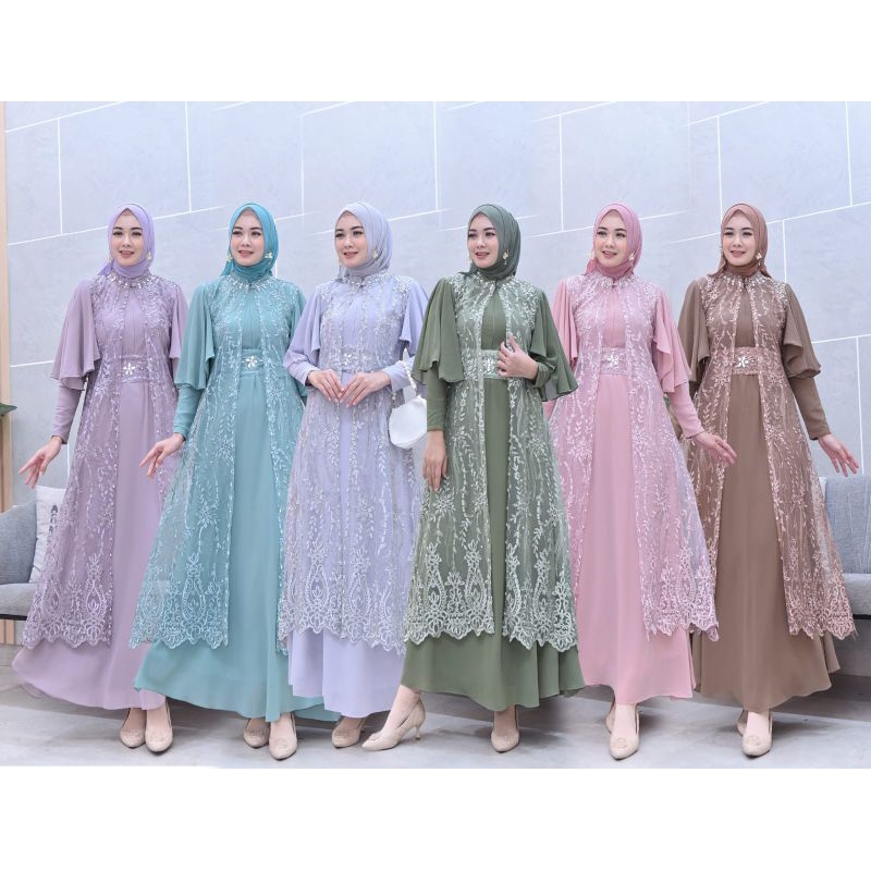 Gamis Tile Emira Dress / Gamis Tile / Gamis Tile Mutiara / Gamis Tile Brokat / Gamis Tile Modern / Gamis Tile Terbaru / Gamis Tile Pesta / Gamis Outer / Gamis Lepas Pasang