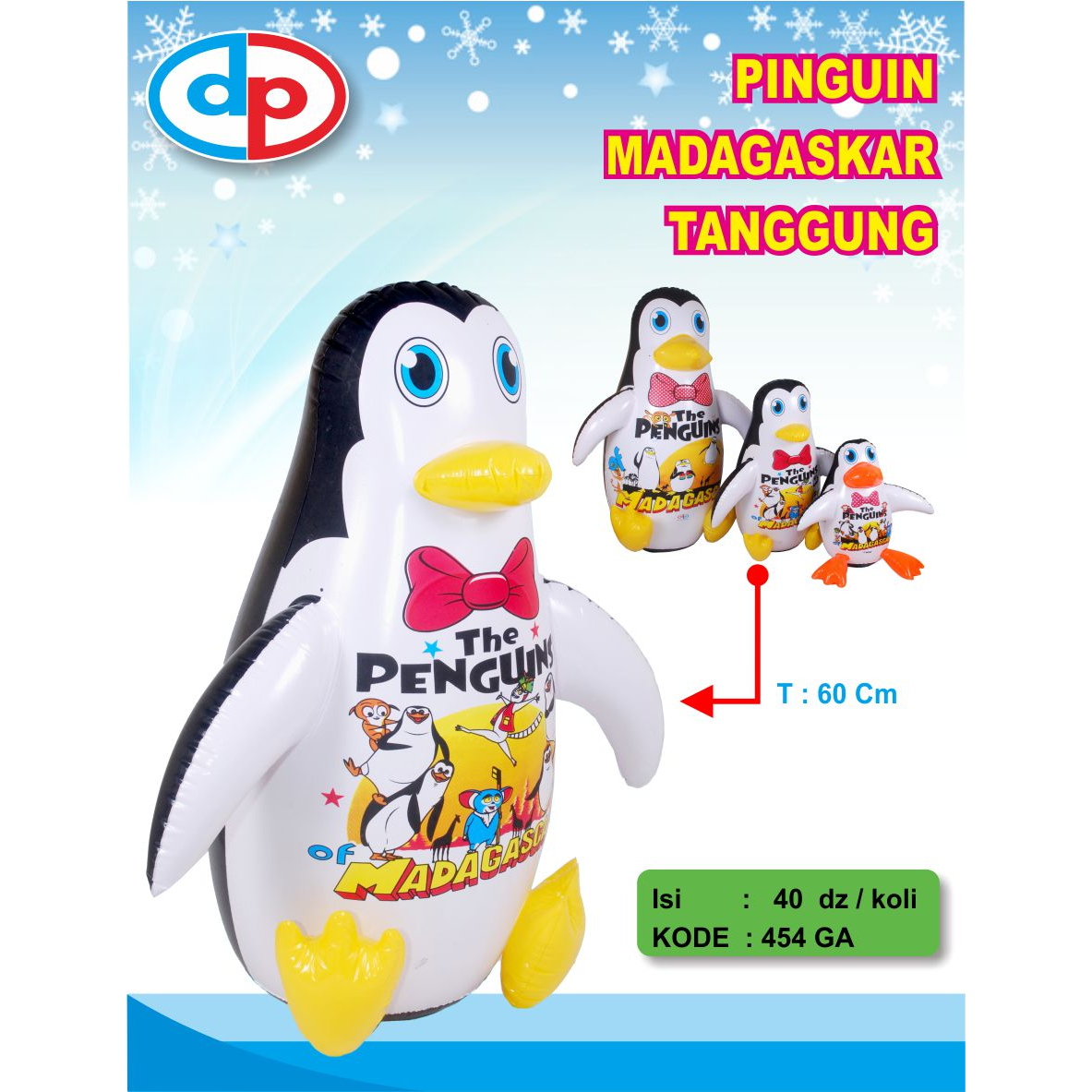 BALON PINGUIN TINJU GOYANG GOYANG - BALON TIUP TINJU PINGUIN  MADAGASKAR BESAR TANGGUNG UKURAN  TING