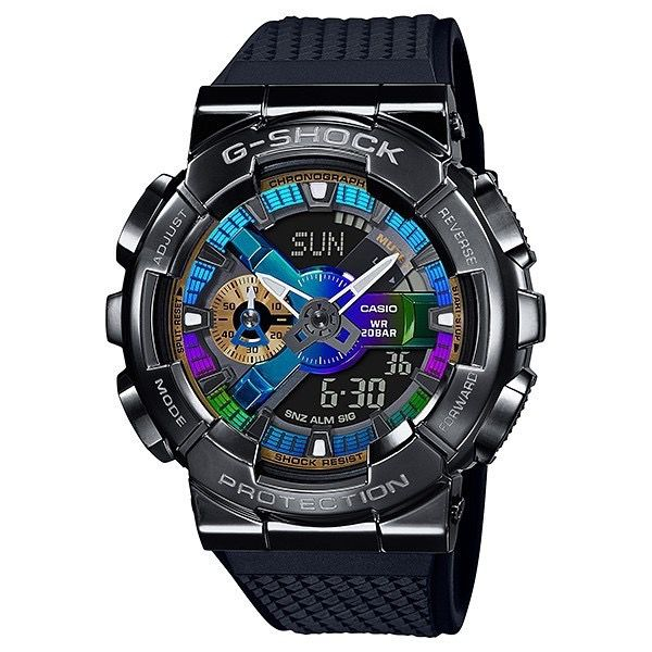 Jam Tangan Pria Casio G shock GM-110 DualTime Analog Digital WATER RESISTANT - BLACK RAINBOW