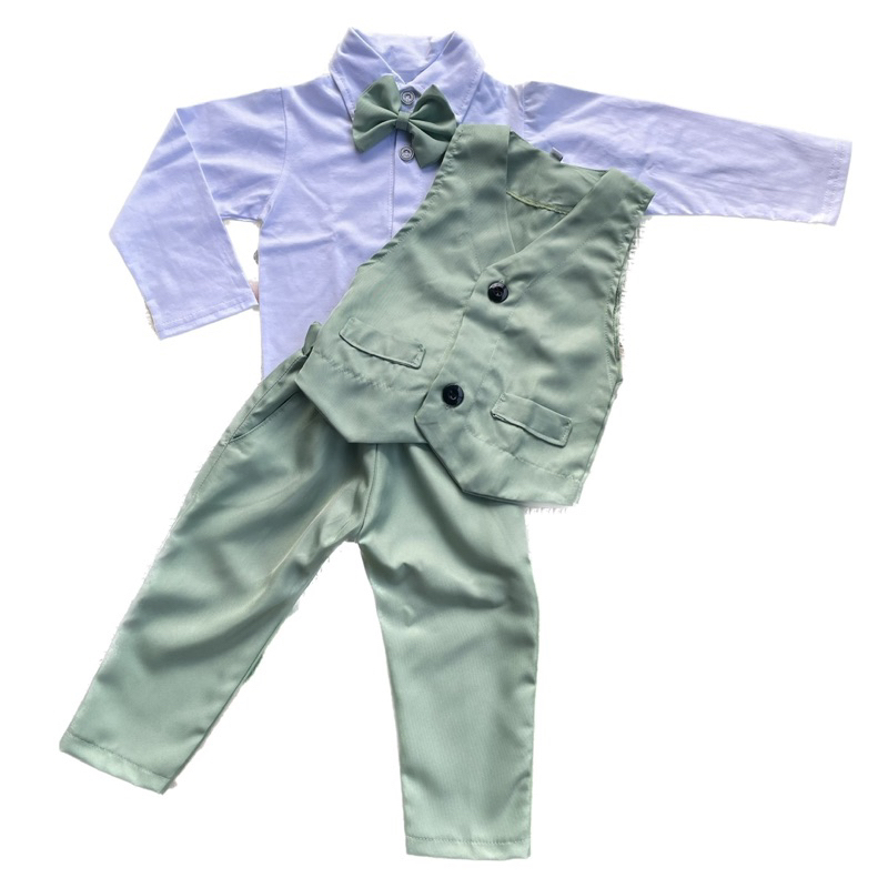 HAZE CORNER Setelan vest mint 1 2 3 4 5 6 7 8 9 10 tahun bulan baju pesta kondangan rompi formal tux