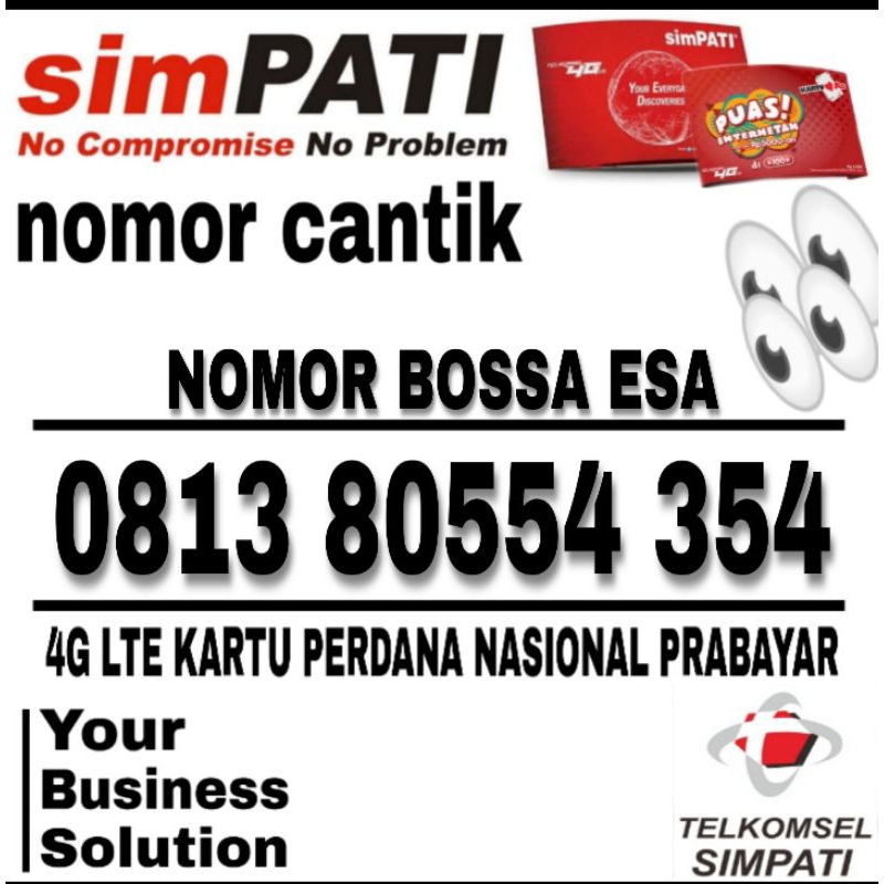 nomor cantik kartu prabayar Telkomsel simpati 4G LTE nomor kembar couple seri BOSSS BOSSS