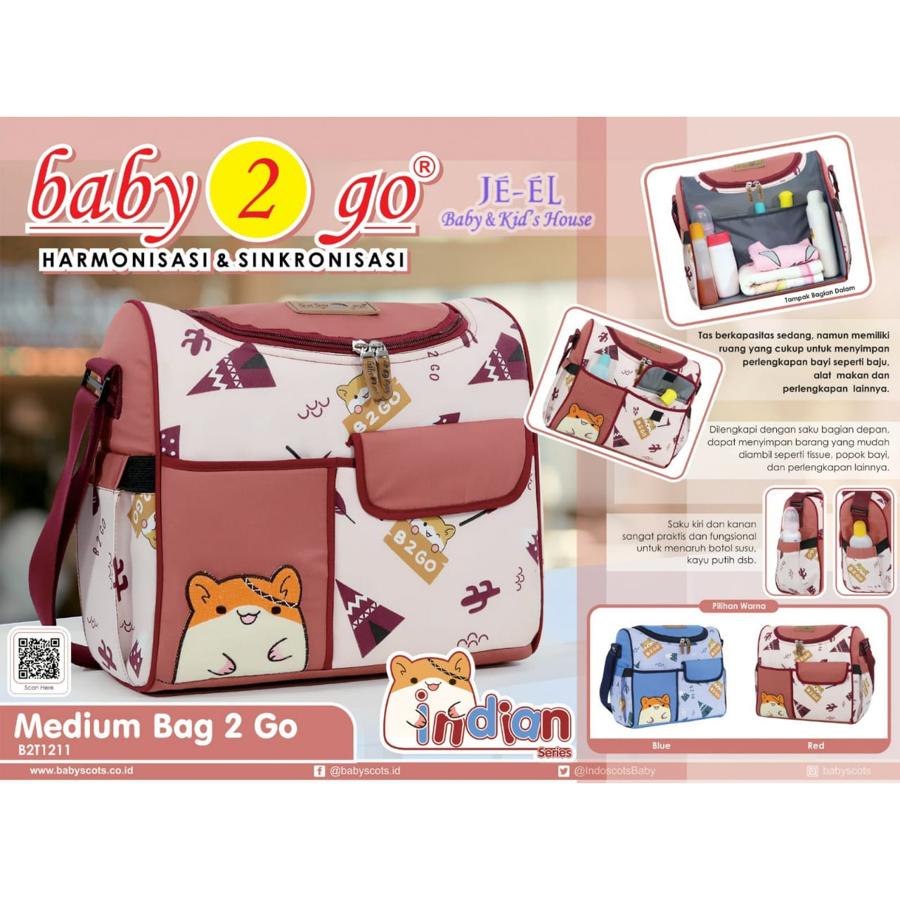 Baby 2 Go Indian Series Medium Bag B2T1211 / Tas Perlengkapan Bayi