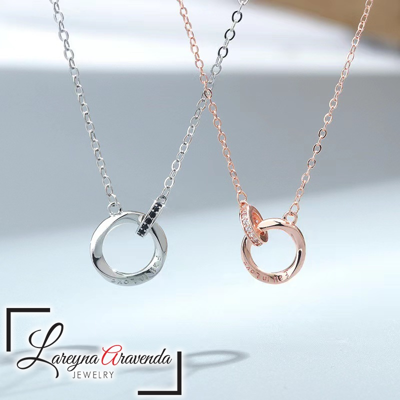 Lareyna Aravenda Kalung Pasangan / Unisex S925 Korea Style Simple Vintage KL018