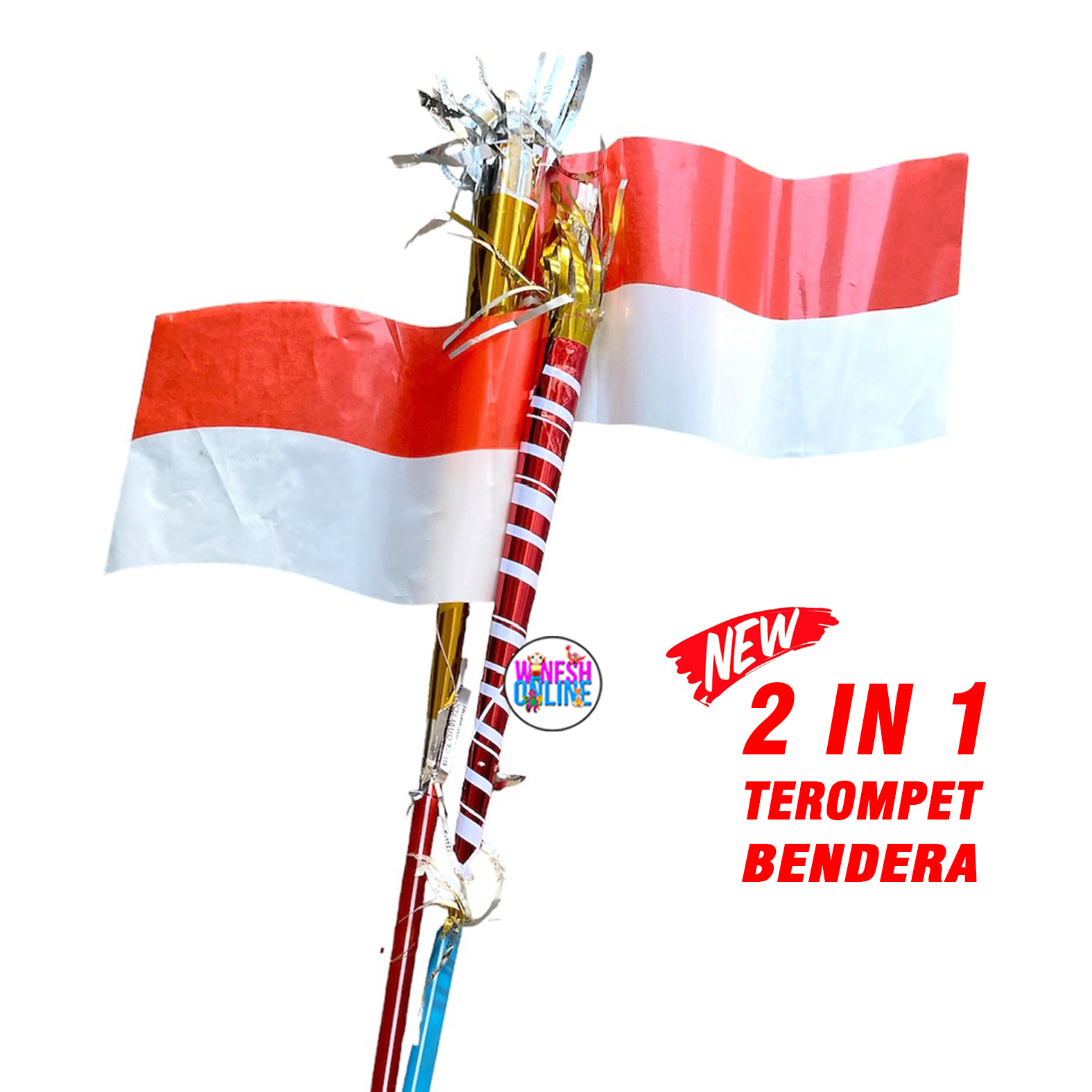 NEW 2 in 1 Terompet Bendera Hari Kemerdekaan / Terompet Naga / Terompet / Terompet ulang tahun