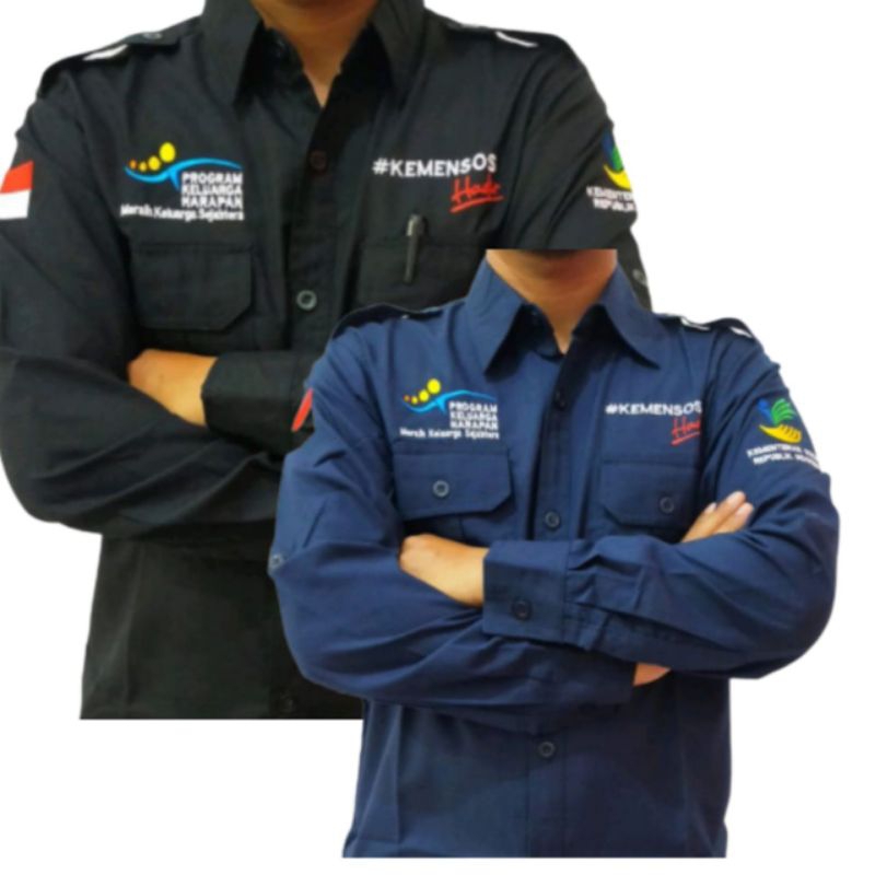 KEMEJA KEMENSOS PKH BORDIR || KEMEJA KEMENSOS HADIR BORDIR || SERAGAM KEMENSOS PKH BORDIR || SERAGAM