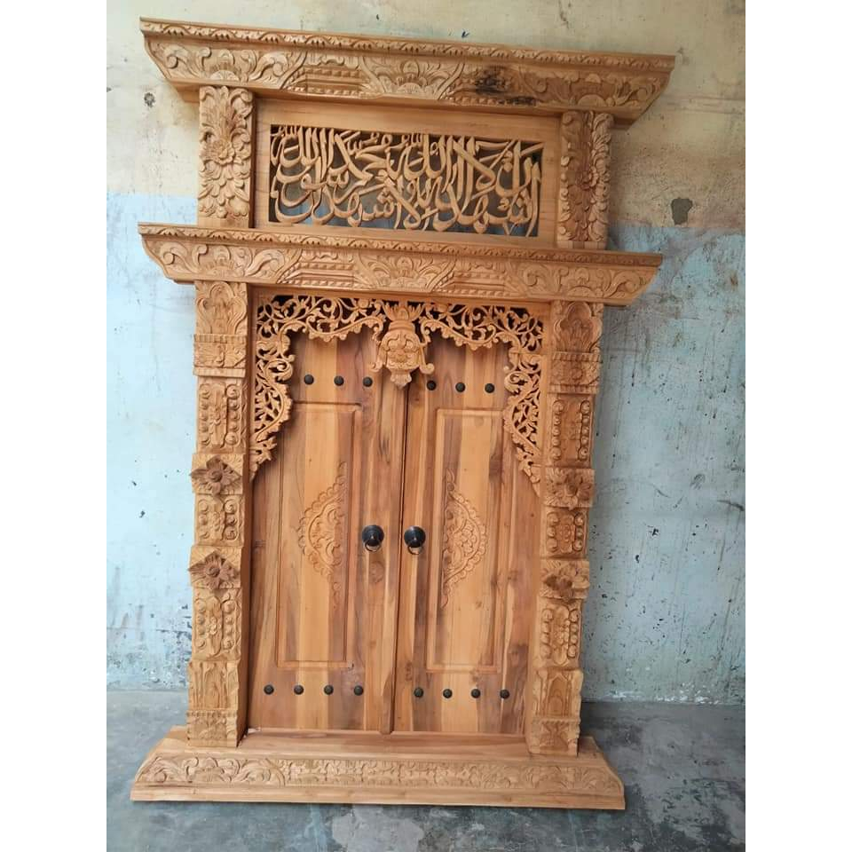 pintu jendela gebyok ukir kaligrafi jepara