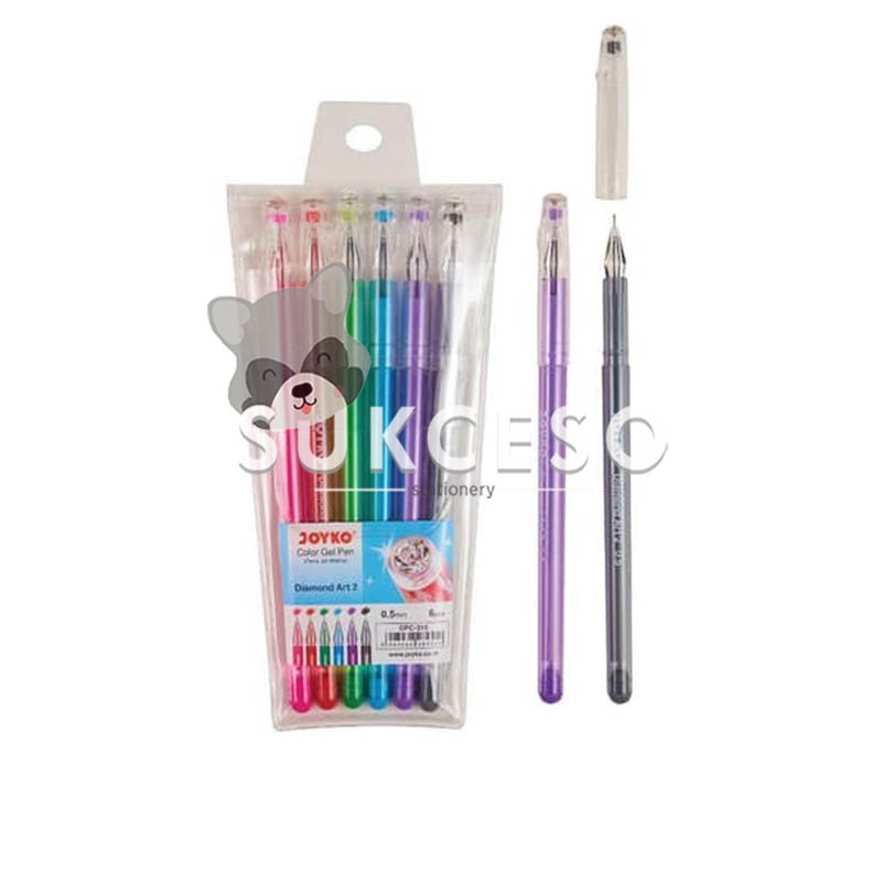 

Joyko Color Gel Pen GPC-315 Diamond Art 2 Set Isi 6Pcs / Pulpen Gel Warna Murah