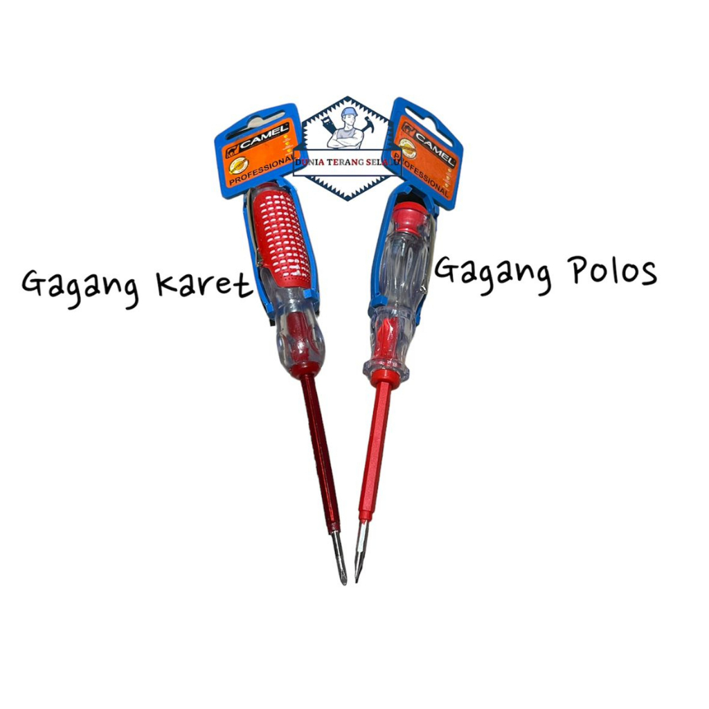 Obeng Tespen CAMEL Bolak Balik gg karet - Obeng Tespen Besar BB Plus Minus Gagang Karet - Testpen Test Pen Listrik AC Tester Screwdriver CAMEL