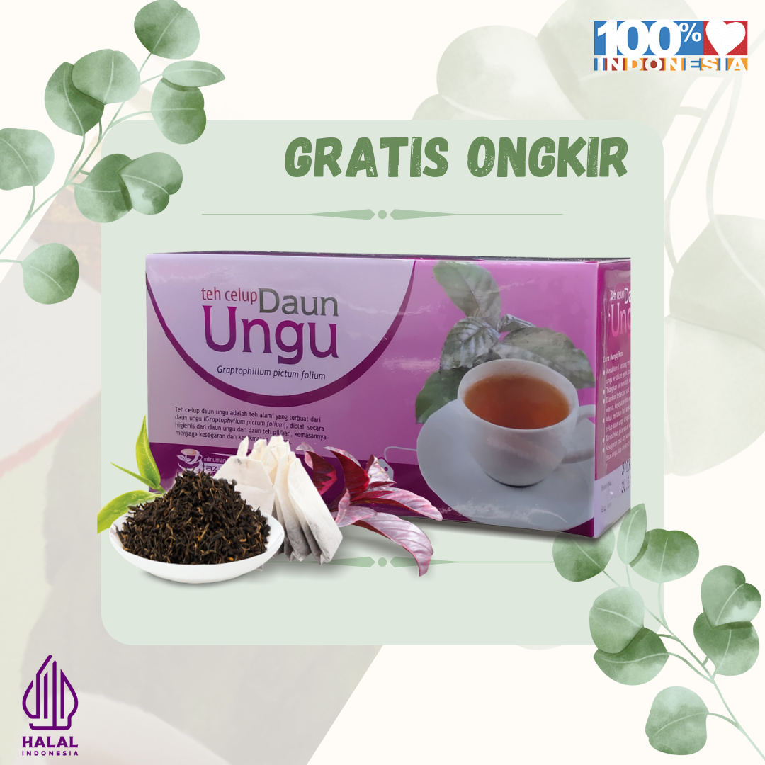 

Herbal mengobati ambien atau wasir dengan teh daun ungu tazakka isi 20 kantong alami berkualitas susah BAB halal original sudah izin bpom