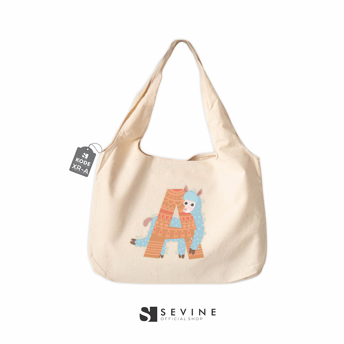 Sevine Tote Bag Kanvas Bonnie Tas Wanita Aesthetic Kuliah Fashion Laptop Sekolah Totebag Vintage Alphabet Series - XR