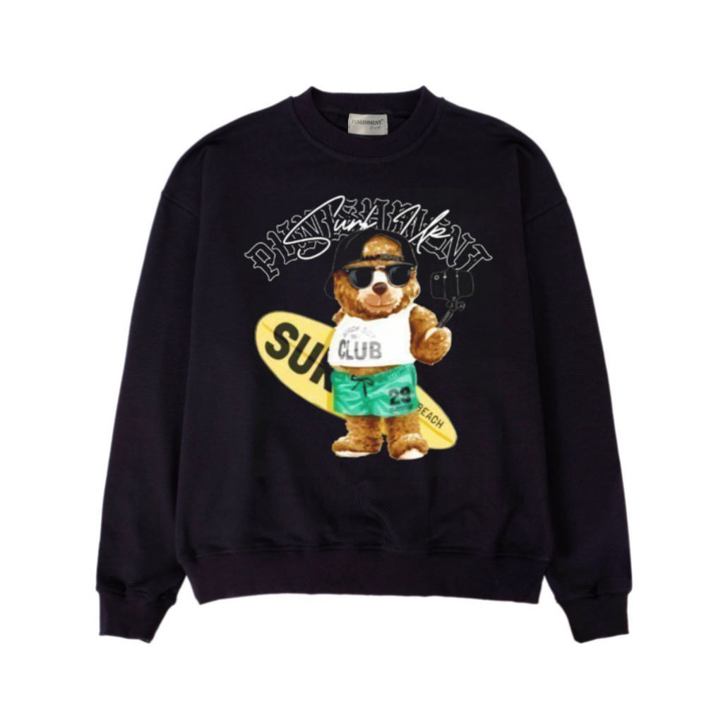 PATIENT Crewneck Oversize Black Punishemnt Terlaris - Sweater Black Oversize Tedy Bear